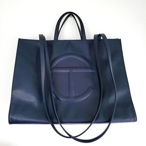 Telfar large shopping bag navy blue